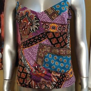 Excellenttop paisley boho Bohemian tank top hippie purple blue medium cheetah